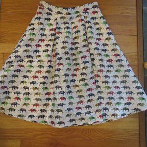 eShakti Elephant Skirt - EUC - Small-Size 6-Novelty Print-Animal